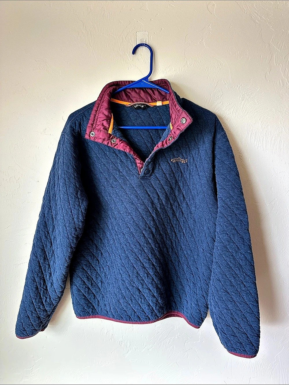 Orvis Outdoor Quilted Snap Sweatshirt Blue & Purple Large